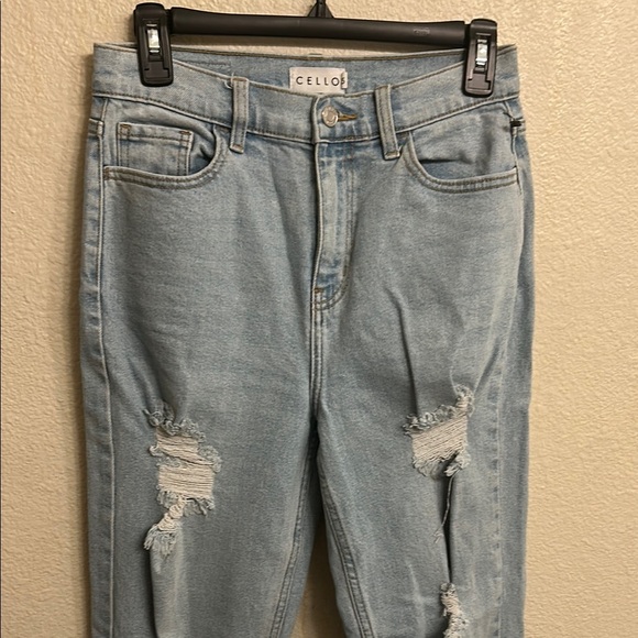 Cello Blue Boyfriend Distressed Jeans Size 5 - Picture 2 of 5